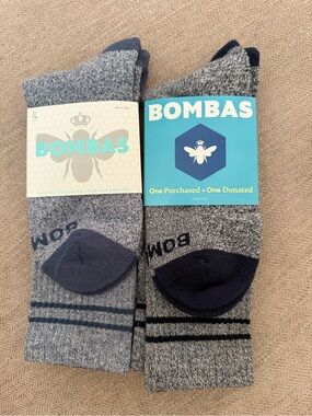 Bombas Men’s Calf Crew Socks - Heathered Navy & Dark Navy (2-Pack)